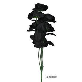 Rosenstrauß schwarz Federrosen 6 Stück
