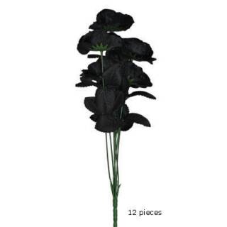 Rosenstrauß schwarz Federrosen 12 Stück