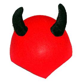 Teufelshaube rot mit schwarzen Hörnern