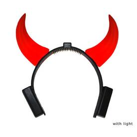 Haarreif Teufel mit Licht schwarzer Reif mit roten Hörnern
