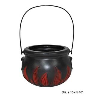 Hexenkessel schwarz mit roten Flammen ca. 15 cm Dekoration