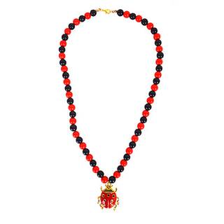 Kette Marienkäfer schwarz/rote Perlenkette mit einem Marienkäfer als Anhänger