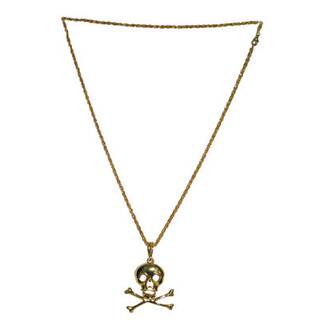 Halskette Pirat gold mit Totenkopf Anhänger ca. 32cm