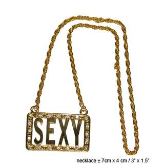 Halskette SEXY gold mit Rahmen und Steinchen ca. 32cm