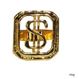Ring gold mit $ Zeichen Kunststoff - Erwachsene