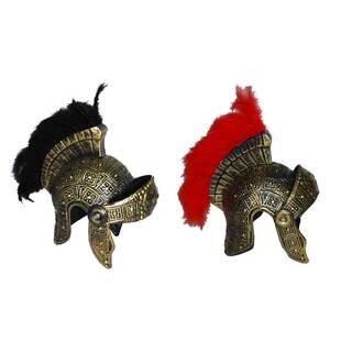 Römer-Helm schwarz/gold mit Maraboubürste Kunststoff