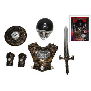 Ritter-Set Kindergröße 6 teilig Schild Helm 2 Armteile Rüstung und Schwert