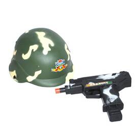 Militärset Helm & Spielzeugwaffe - Kinder