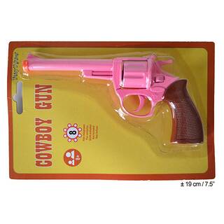 Cowboy Spielzeugpistole pink ca. 19cm im Blister für 8-Schuss-Monition