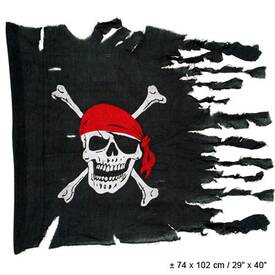 Piratenflagge mit Totenkopf schwarz ausgefranst ca. 74 x...