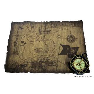 Schatzkarte Piraten brauntöne ca. 40 x 30 cm & Kompass
