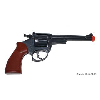 Cowboy Spielzeugrevolver braun/schwarz für 8 Schuss Monition ca. 19 cm