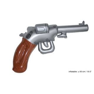 Aufblasbar Revolver für Cowboys braun/grau ca. 50cm Kostümzubehör