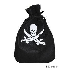 Geldsack Piraten schwarz mit Totenkopf ca. 20 cm