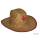 Cowboy Strohhut braun mit rotem Stern ca. 30 x 34 cm - Kinder (ca. 17 x 19 cm Umfang)