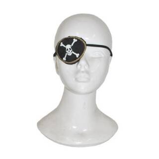 Piraten Augenklappe schwarz mit weißen Totenkopf ca. 6,3 cm - Erwachsene