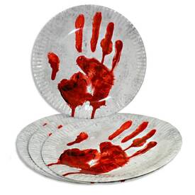 Pappteller Blutige Hand 10 Stück ca. 23cm