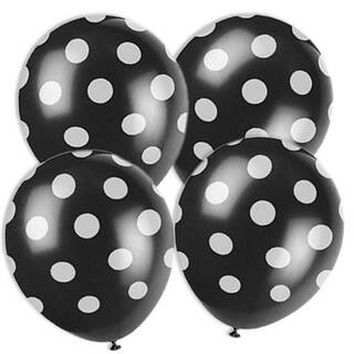 Luftballons Punkte 6 Stück ca. 30cm schwarz/weiß