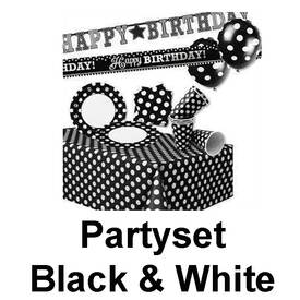 Partyset Black & White 8 Gäste, 39 teilig