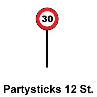 Partyset: 30. Geburtstag - Verkehrsschild Partysticks